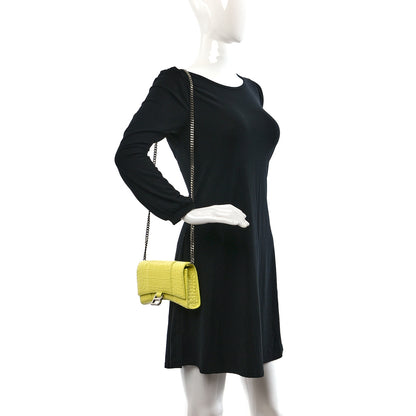 Balenciaga Shiny Calfskin Crocodile Embossed Hourglass Chain Bag Light Yellow 2 of 9