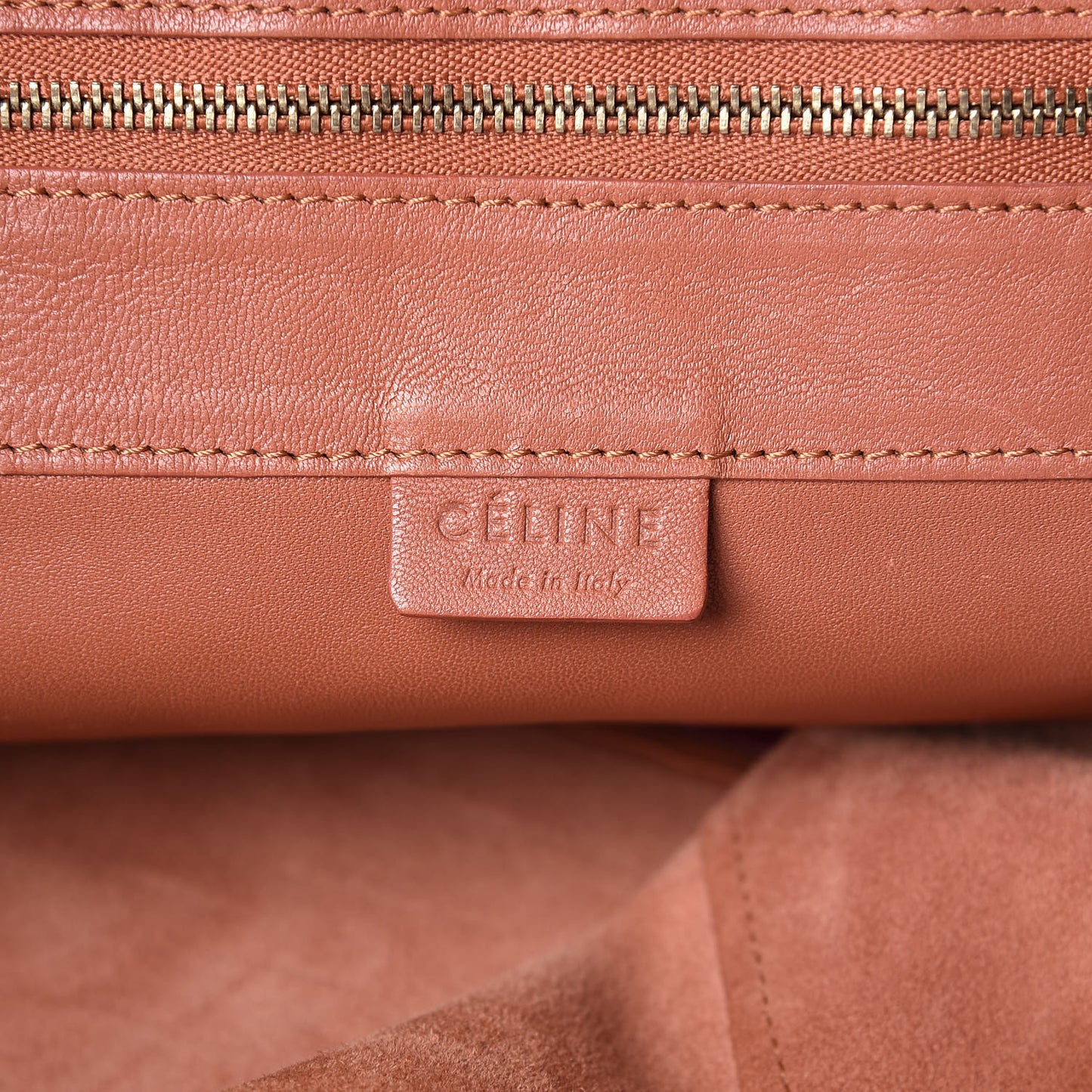 Lambskin Horizontal Bi-Color Cabas Peach Rust