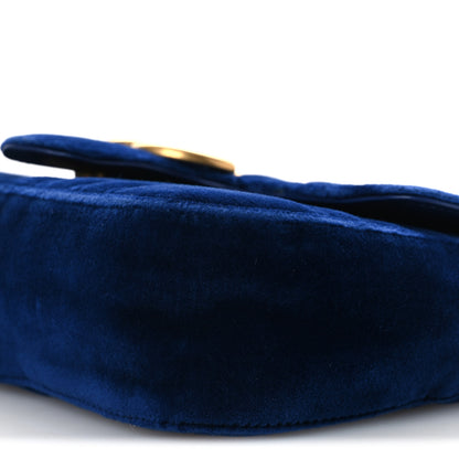 Gucci Velvet Matelasse Mini GG Marmont Shoulder Bag Cobalt Blue 10 of 12
