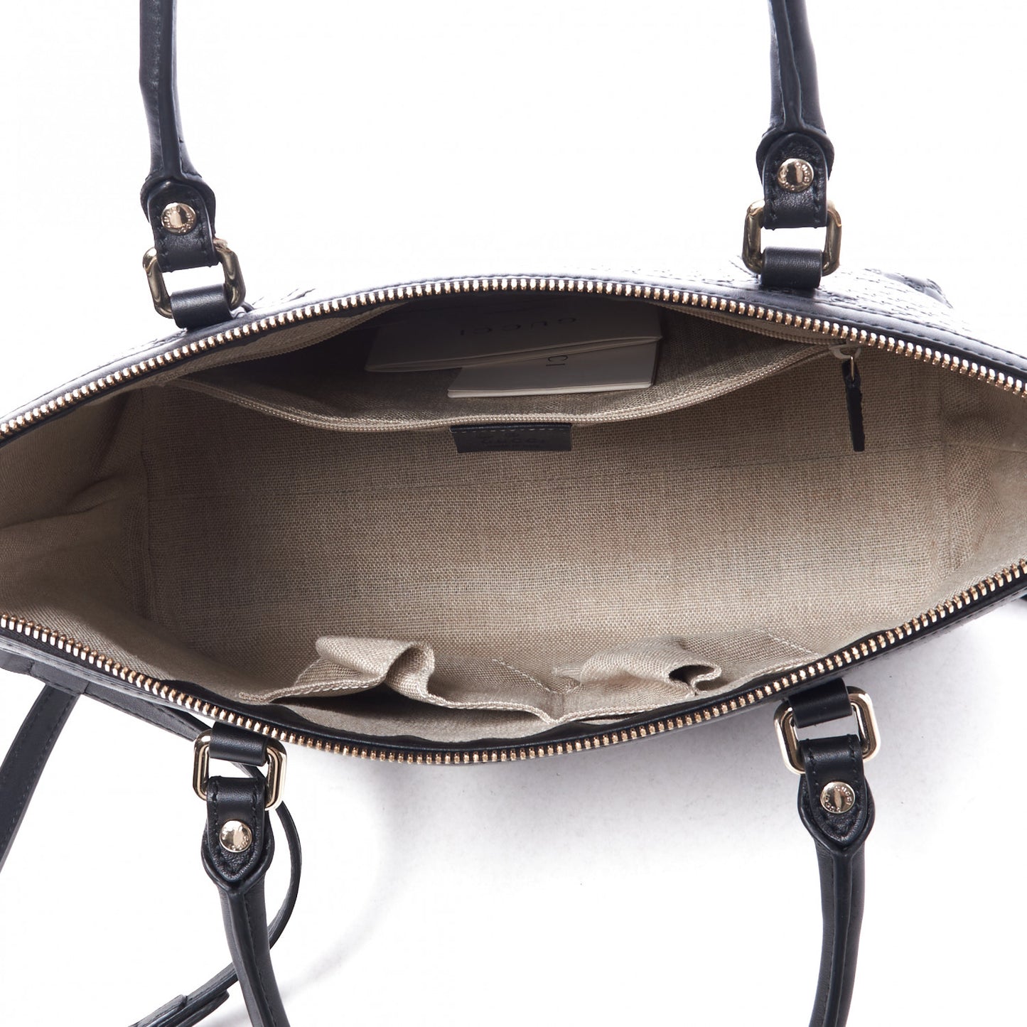 Soft Microguccissima Small Zippered Satchel Black