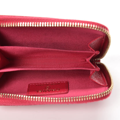 Chanel Caviar Camellia Embossed Zip Coin Purse Dark Pink 5 of 8