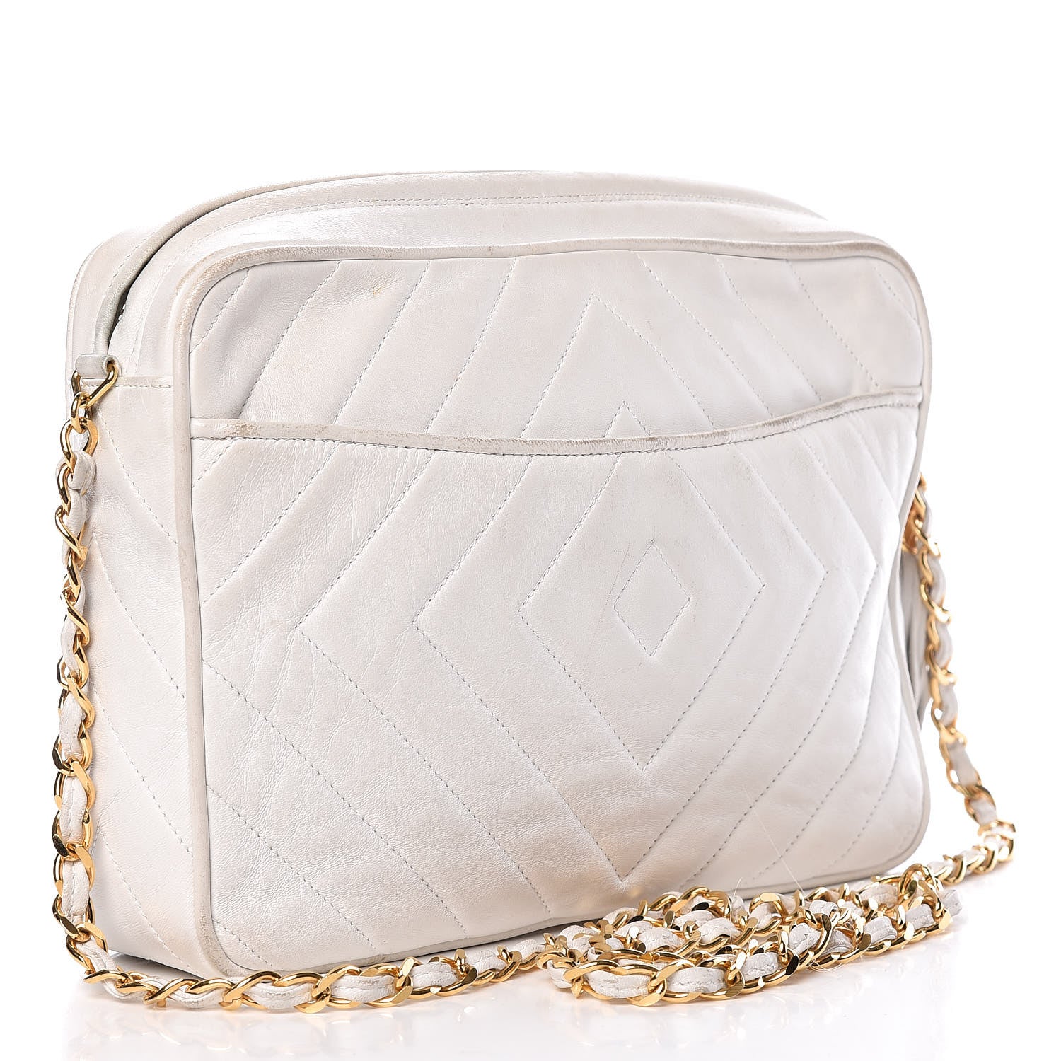 Chanel Lambskin Chevron Tassel Camera Case White 3 of 21