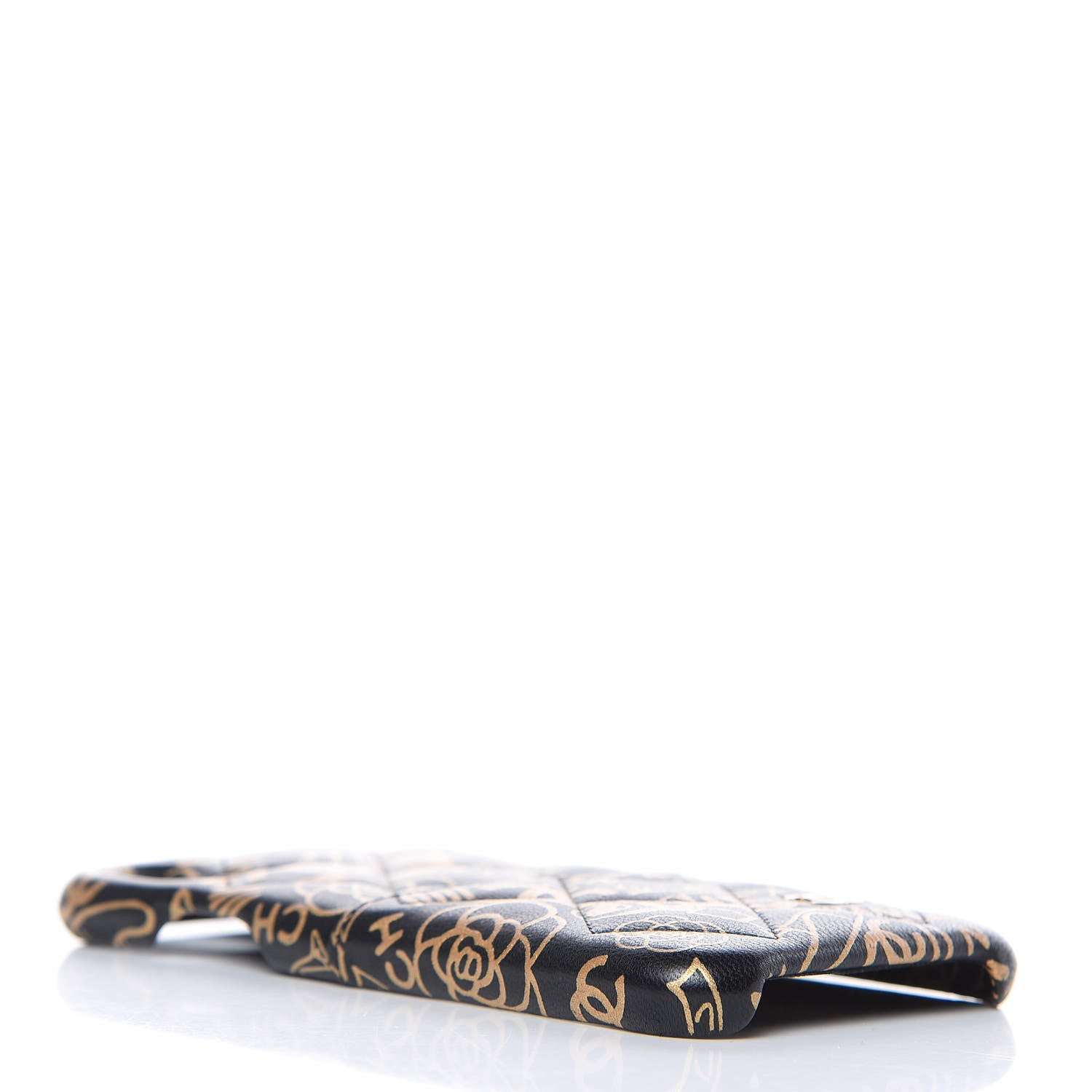 Chanel Lambskin Quilted iPhone X Coco Tech Egyptian Graffiti Case Black Gold 4 of 8