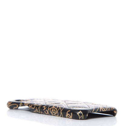 Chanel Lambskin Quilted iPhone X Coco Tech Egyptian Graffiti Case Black Gold 4 of 8