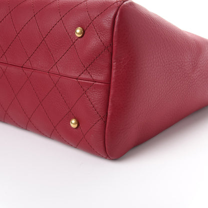 Chanel Grained Calfskin Stitched Supple Rock Shopping Tote Burgundy 12 of 12