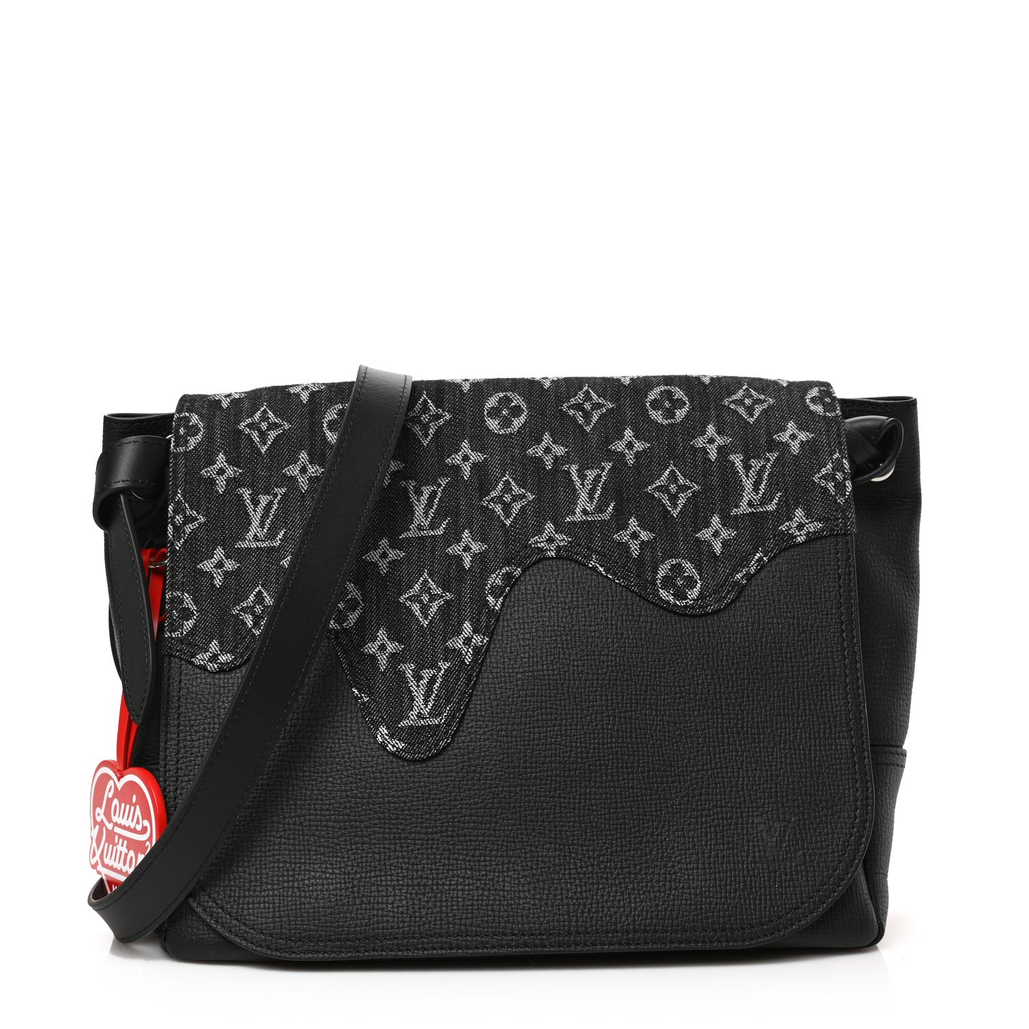 Louis Vuitton X NIGO Taurillon Monogram Denim Drip Besace Tokyo Black 1 of 8
