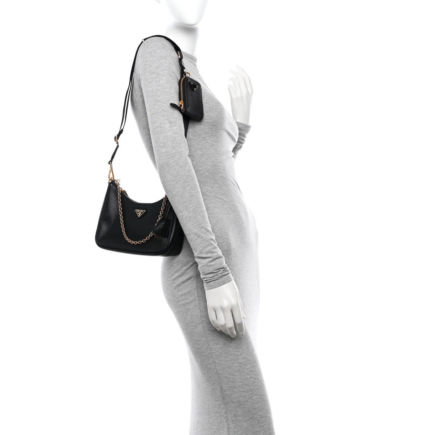 Prada Saffiano Lux Re-Edition 2005 Shoulder Bag Black 2 of 12