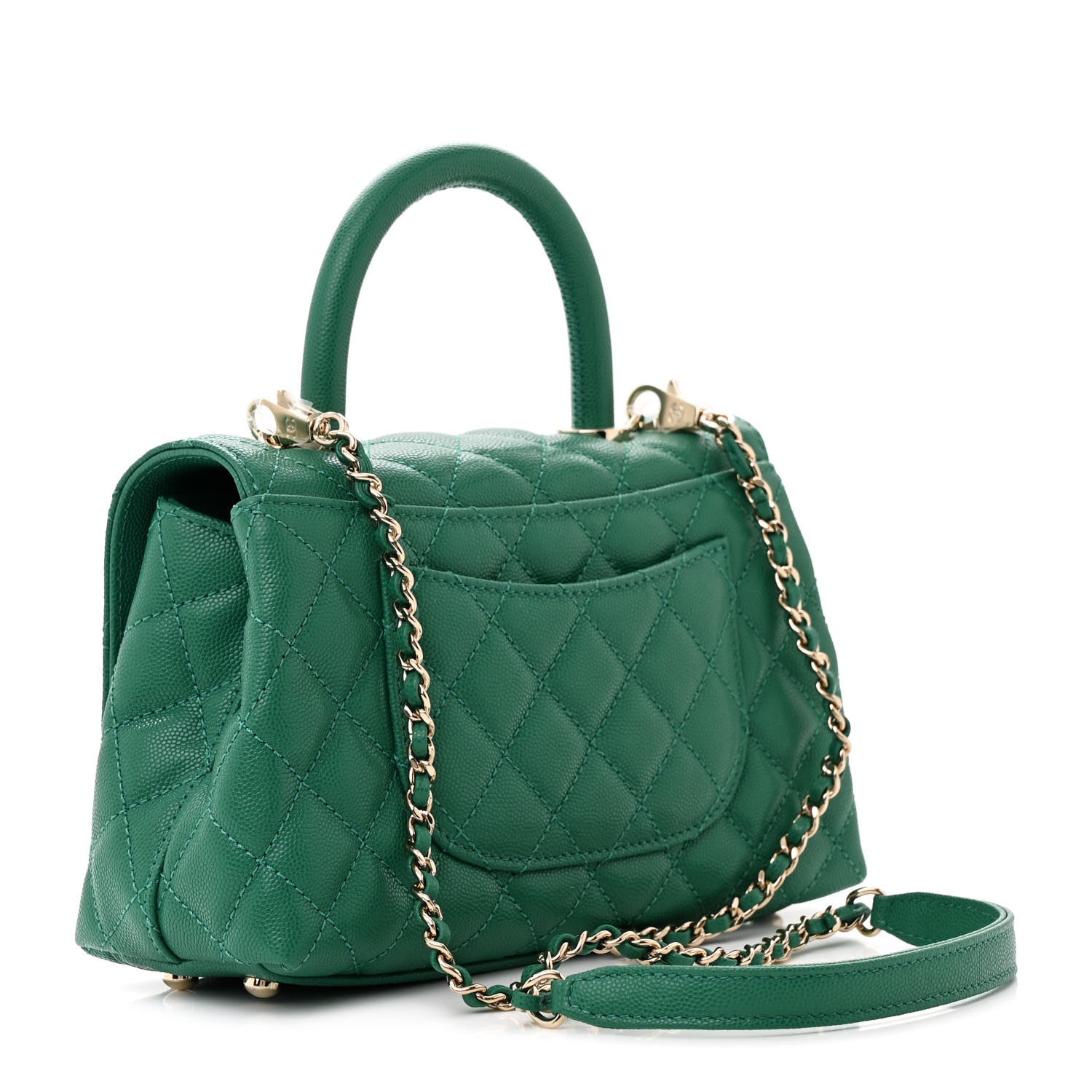 Chanel Caviar Quilted Mini Coco Handle Flap Green 3 of 12