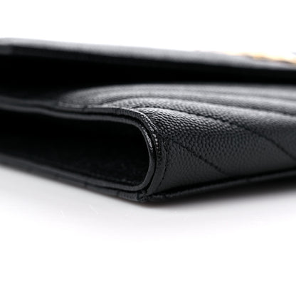 Saint Laurent Grain De Poudre Matelasse Chevron Monogram Envelope Clutch Black 8 of 10