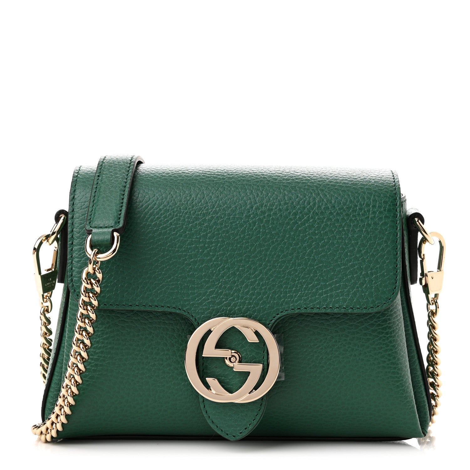 Gucci Dollar Calfskin Interlocking G Crossbody Bag Emerald 1 of 10