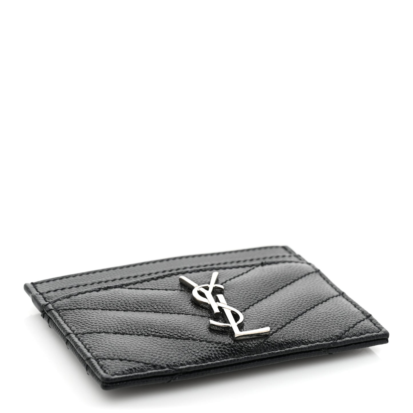 Grain De Poudre Matelasse Chevron Monogram Credit Card Case Black