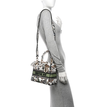 Christian Dior Canvas Toile de Jouy Mexico Embroidered Medium Lady D-Lite White Multicolor 2 of 13