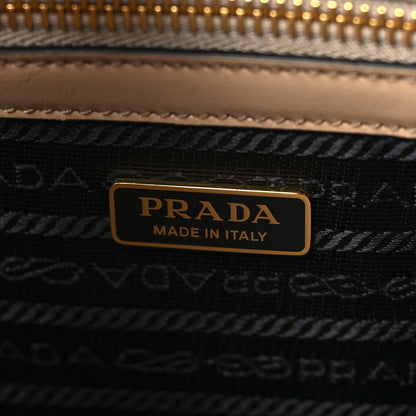 Prada Saffiano Lux Logo Embossed Medium Shoulder Tote Handbag Sabbia 6 of 9