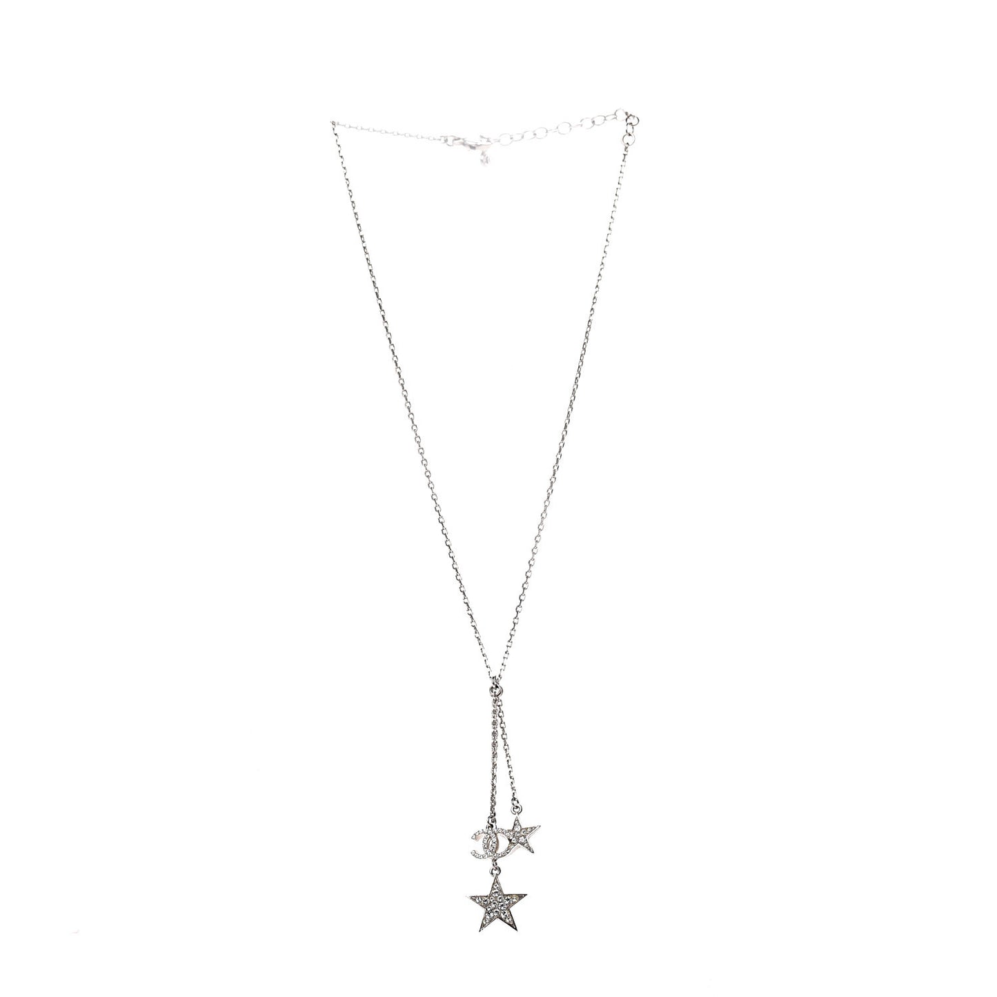Crystal Glitter Star CC Pendant Necklace Silver Gold