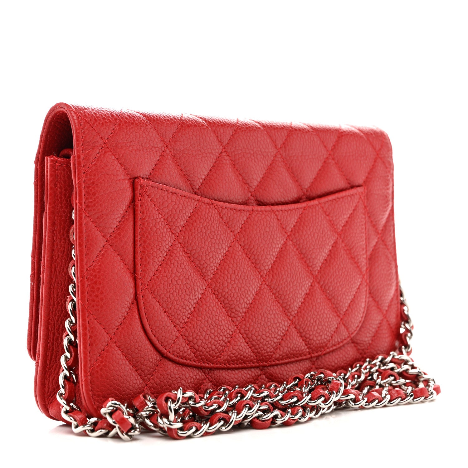 Chanel Caviar Quilted Wallet on Chain WOC Red 3 of 17