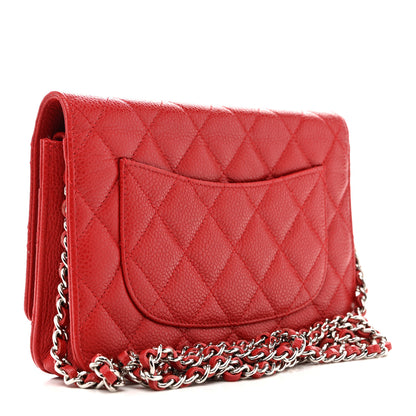 Chanel Caviar Quilted Wallet on Chain WOC Red 3 of 17