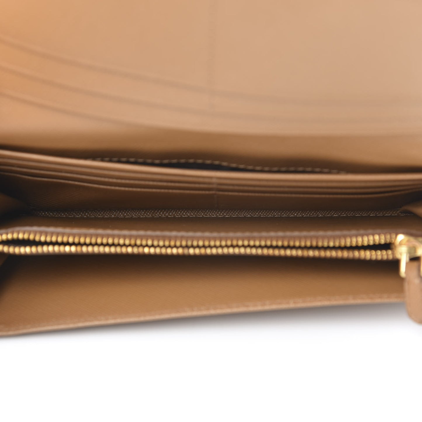 Saffiano Metal Continental Flap Wallet Caramel