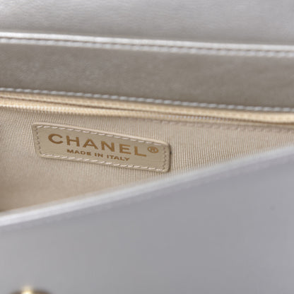 Chanel Metallic Sheepskin Chevron Quilted Medium Vintage Mademoiselle Flap Light Gold 6 of 12