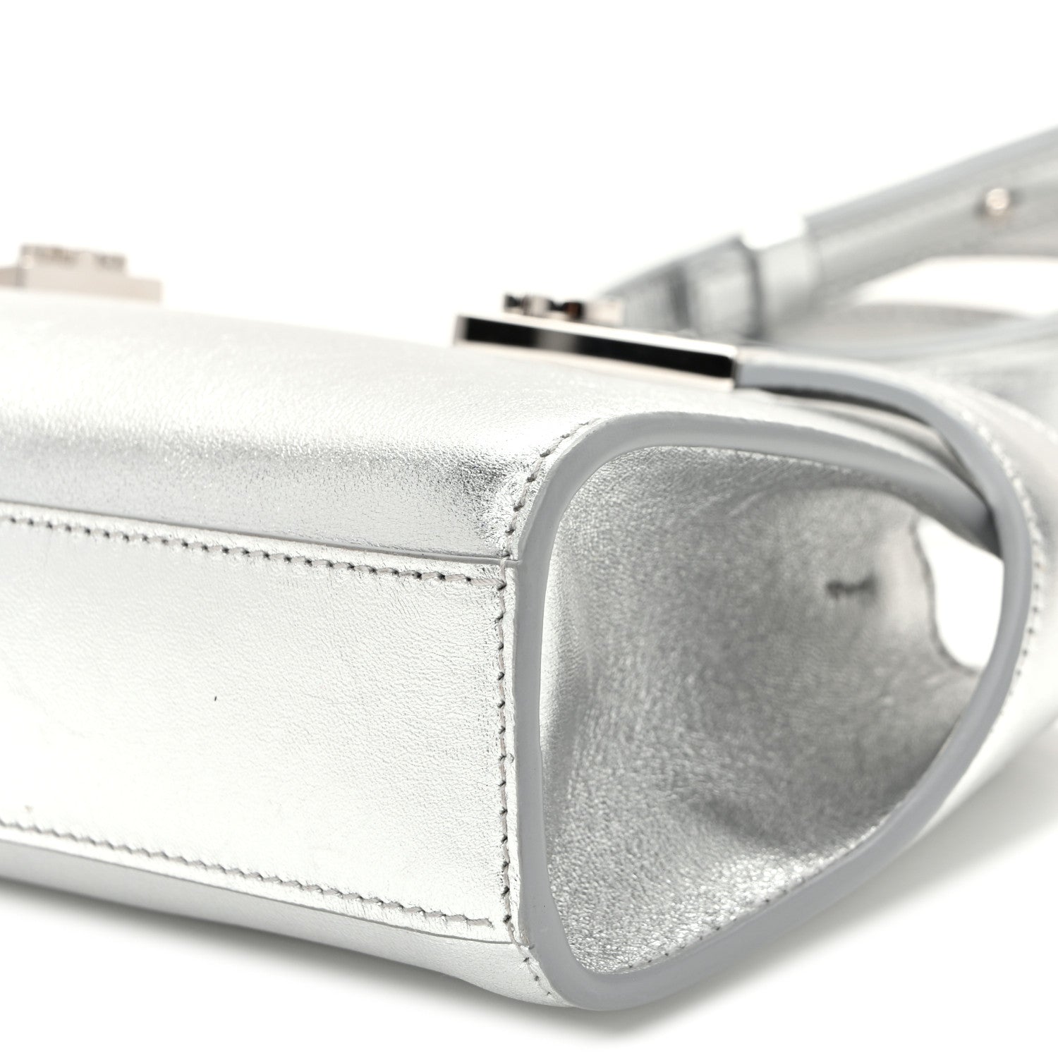 Salvatore Ferragamo Metallic Calfskin Mini E/W Hug Crossbody Bag Silver 10 of 11