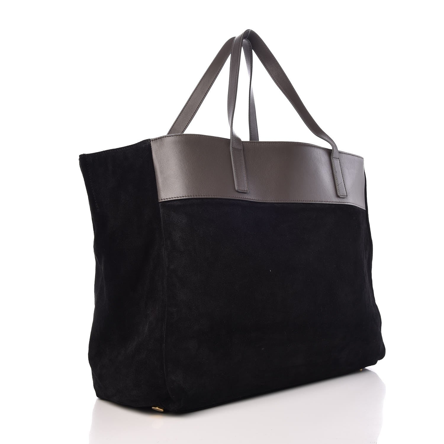 Saint Laurent Calfskin Suede Reversible East West Shopper Tote Dark Grey 8 of 13