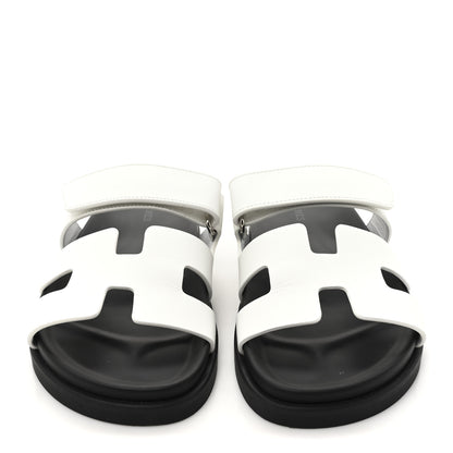 Hermes Calfskin Womens Chypre Sandals 37.5 White 3 of 10