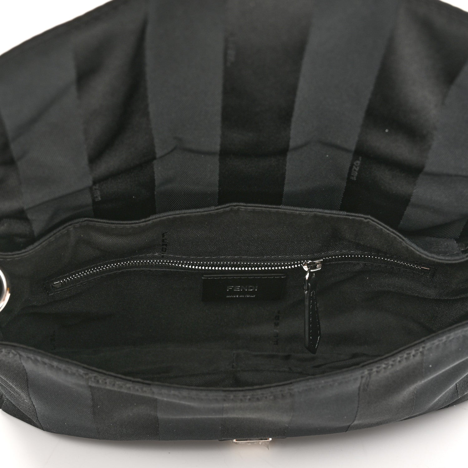 Fendi Recycled Nylon Vitello Grace Light Pequin Logo Puffer Belt Baguette Bag Black Sunflower 5 of 10