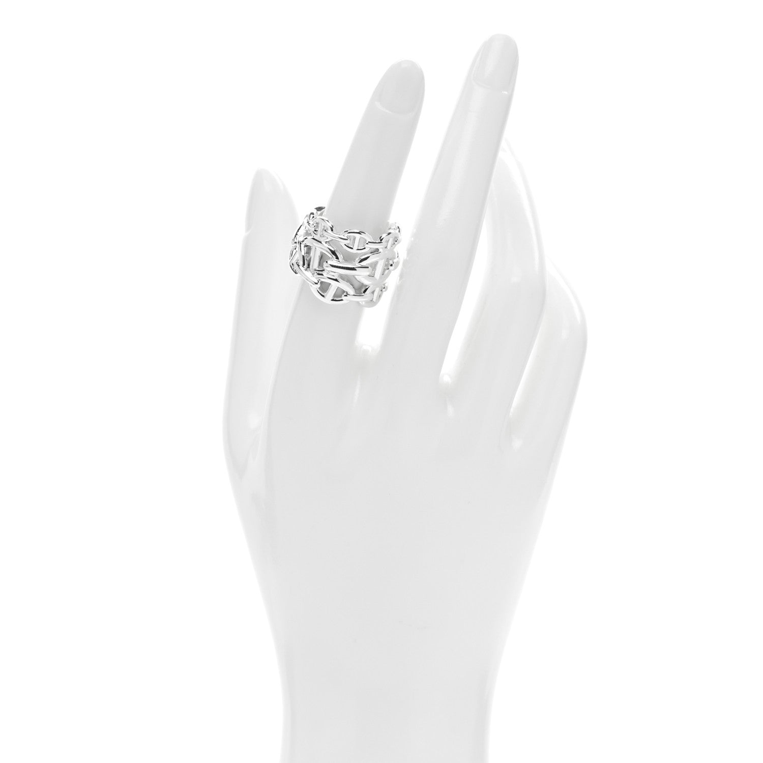 Hermes Sterling Silver GM Chaine d'Ancre Enchainee Band Ring 54 7 2 of 5