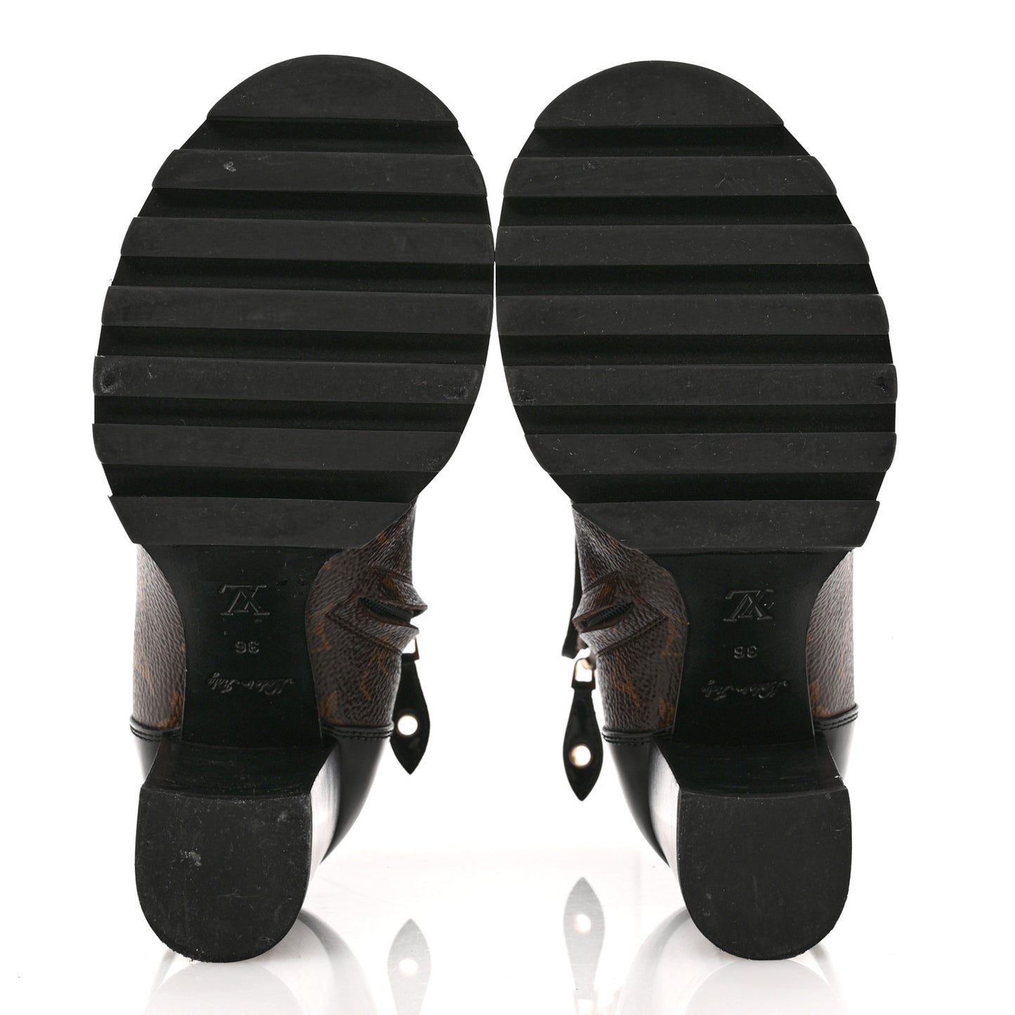 Patent Calfskin Monogram Star Trail Ankle Boots 36 Black