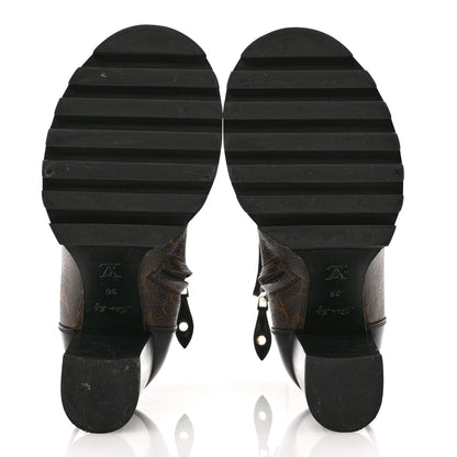Louis Vuitton Patent Calfskin Monogram Star Trail Ankle Boots 36 Black 6 of 12