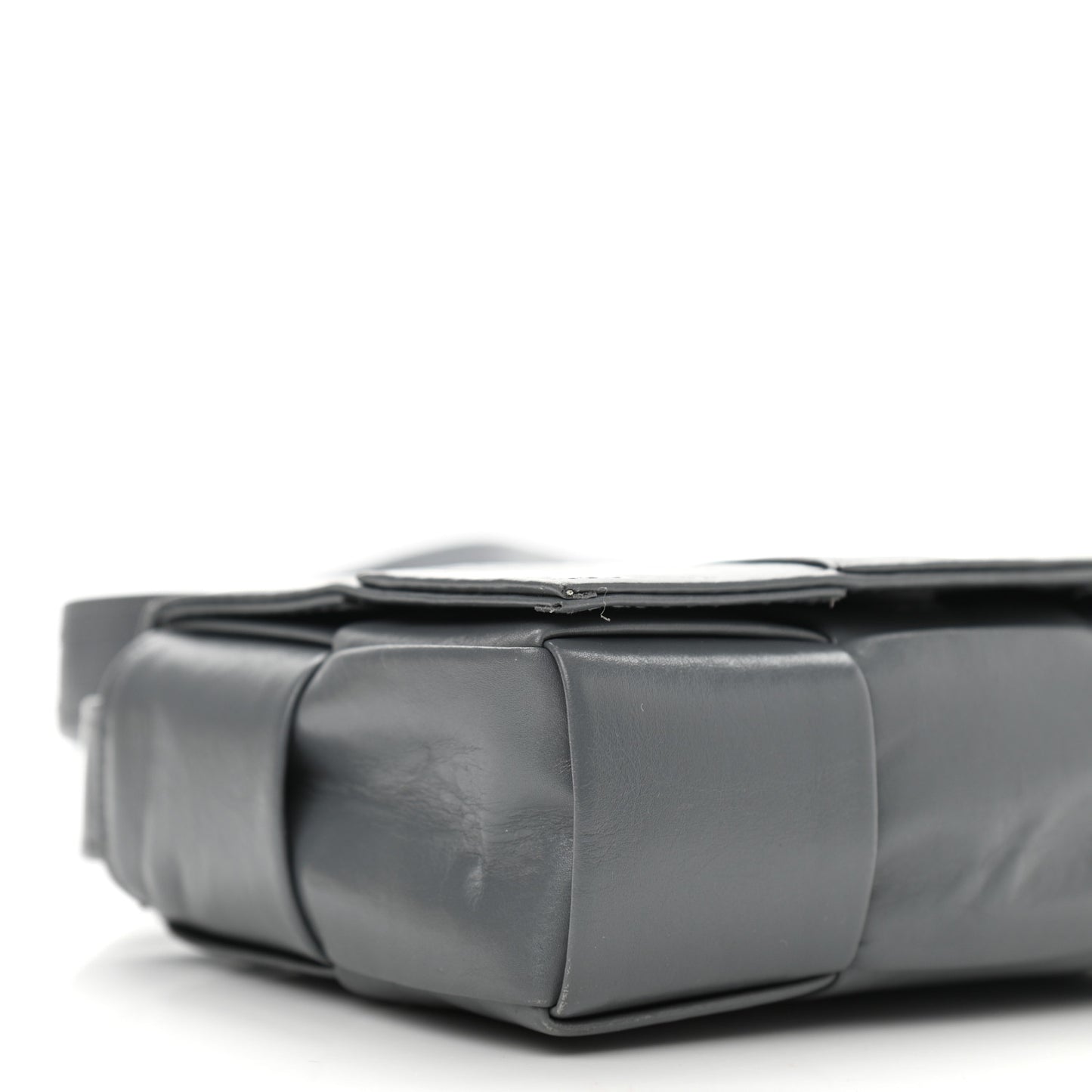 Crinkled Lambskin Maxi Intrecciato Extra Mini Cassette Crossbody Bag Grey