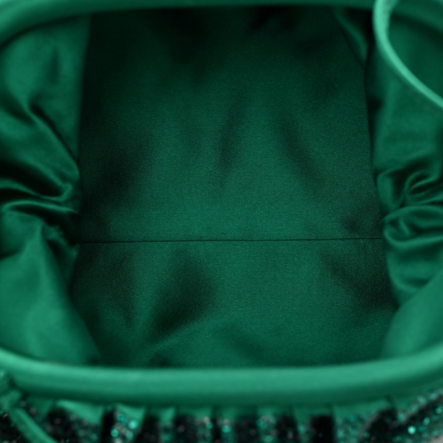 Satin Crystal Embellished The Mini Pouch Emerald