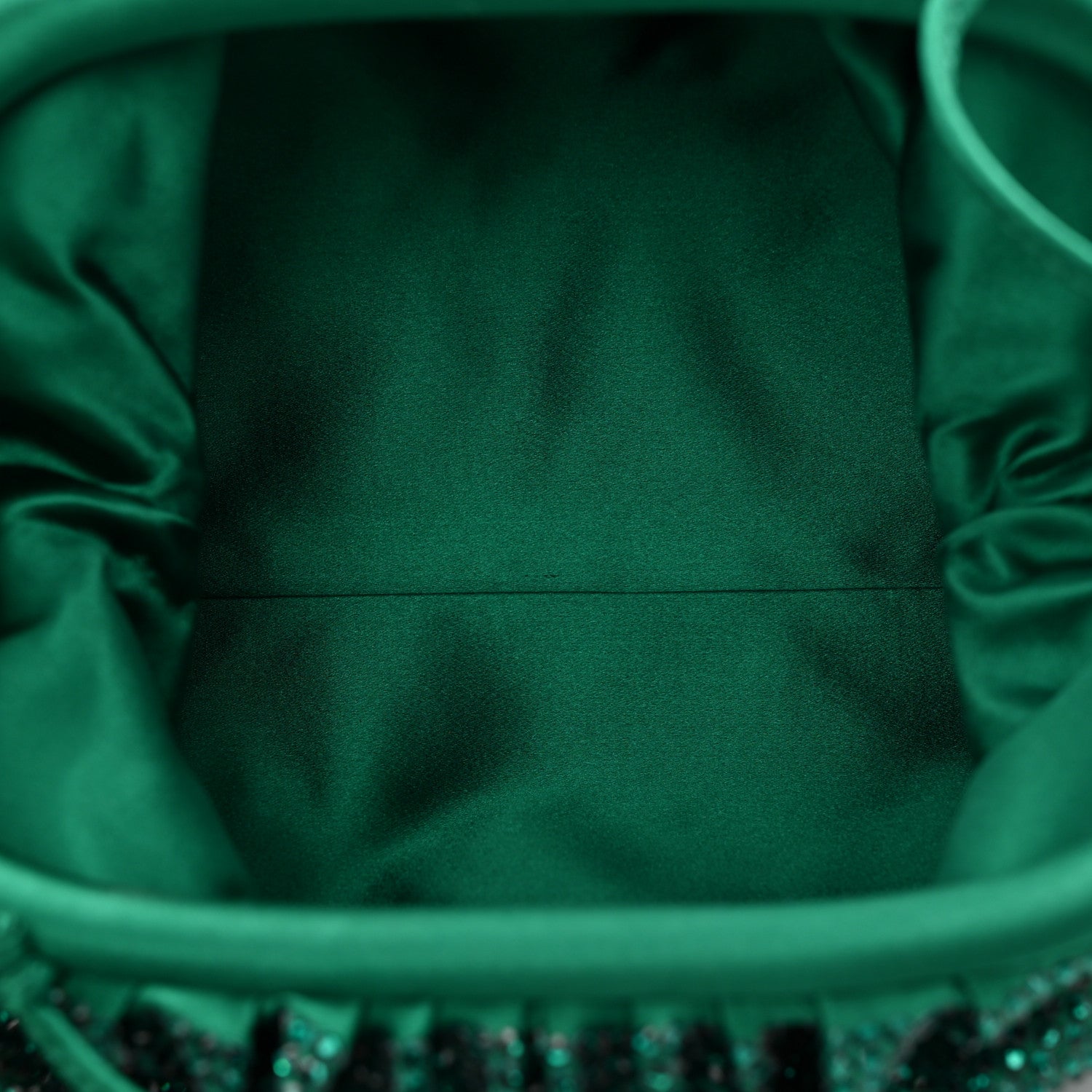 Bottega Veneta Satin Crystal Embellished The Mini Pouch Emerald 5 of 10