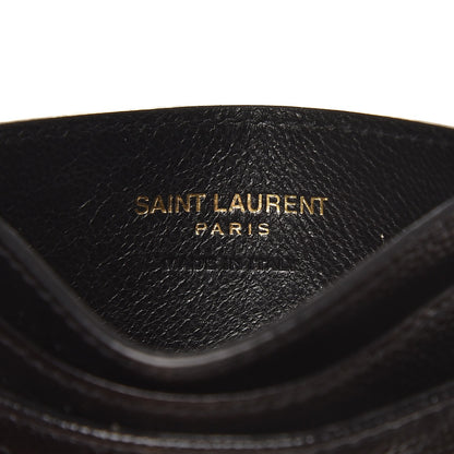 Saint Laurent Grain De Poudre Matelasse Chevron Monogram Credit Card Case Black 6 of 9