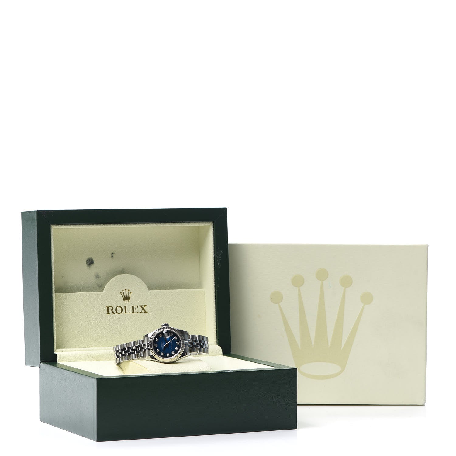 Rolex Stainless Steel 18K White Gold Diamond 26mm Oyster Perpetual Datejust Watch Blue Gradient 179174 6 of 6