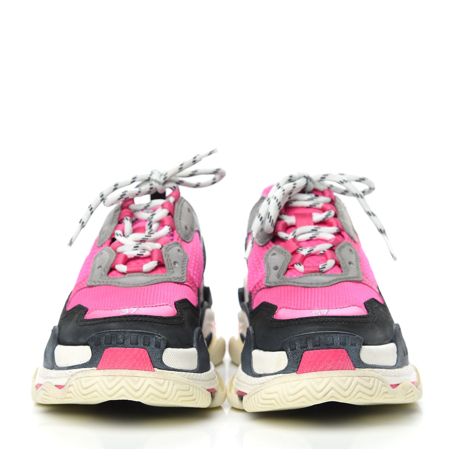 Fabric Mesh Womens Triple S Sneakers 37 Fluo Pink Grey White