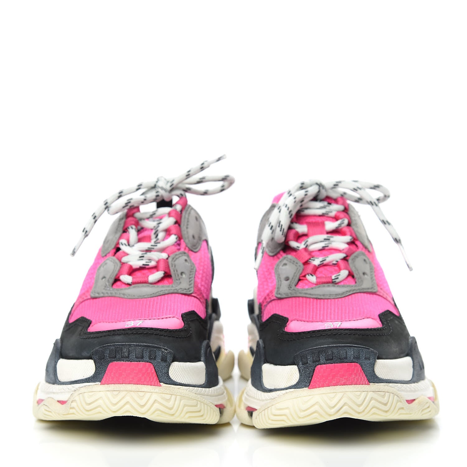 Balenciaga Fabric Mesh Womens Triple S Sneakers 37 Fluo Pink Grey White 2 of 7