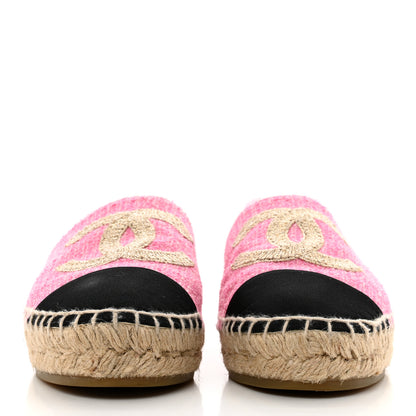 Chanel Tweed Grosgrain CC Espadrilles 36 Pink Black 2 of 9