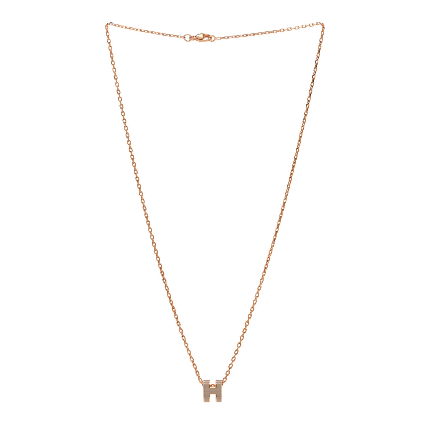 Lacquered Gold Mini Pop H Pendant Necklace Marron Glace