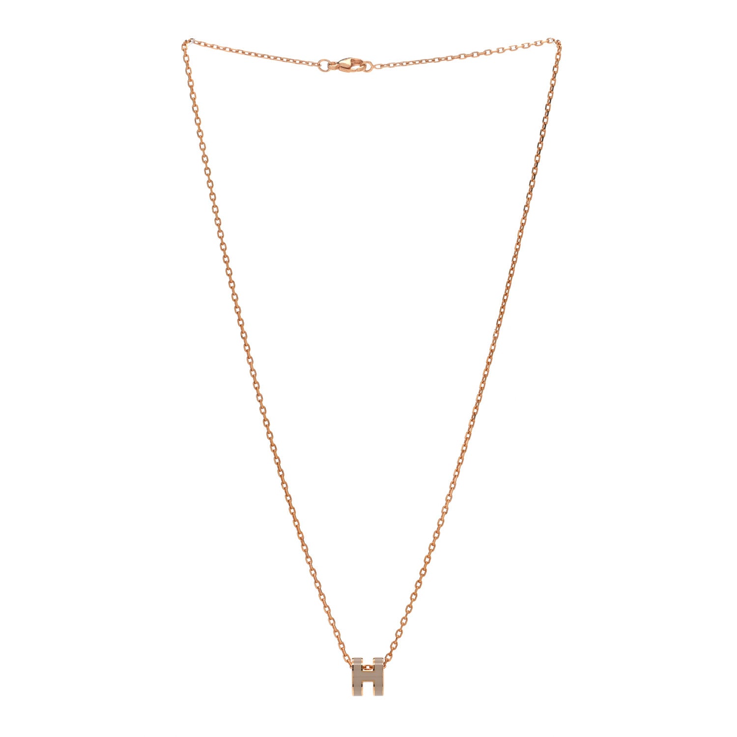 Hermes Lacquered Gold Mini Pop H Pendant Necklace Marron Glace 3 of 7