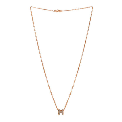 Hermes Lacquered Gold Mini Pop H Pendant Necklace Marron Glace 3 of 7