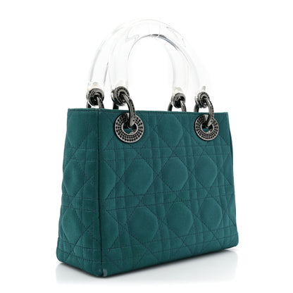 Christian Dior Satin Swarovski Crystal Cannage Mini Lady Dior Teal 2 of 13