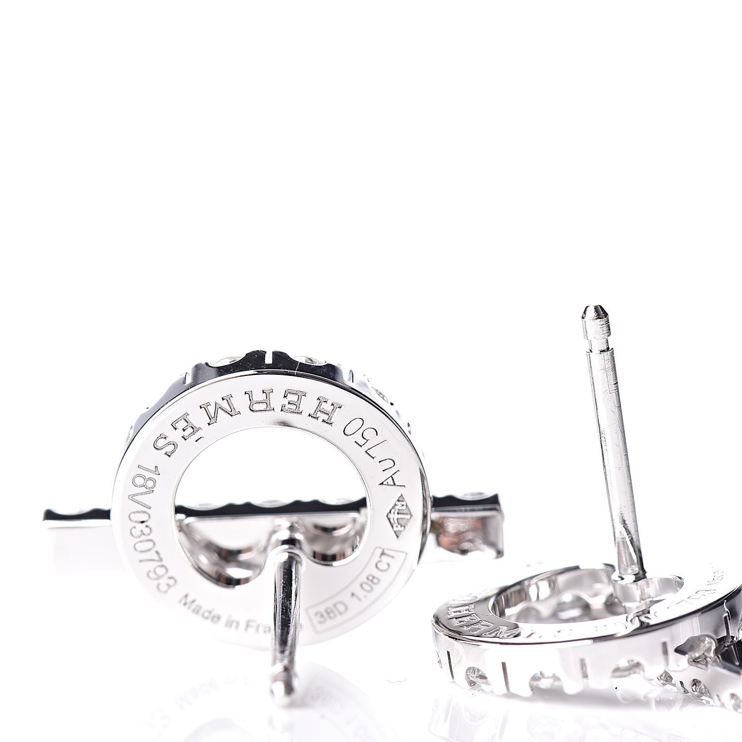 Hermes 18K White Gold Diamond Finesse Earrings 4 of 5