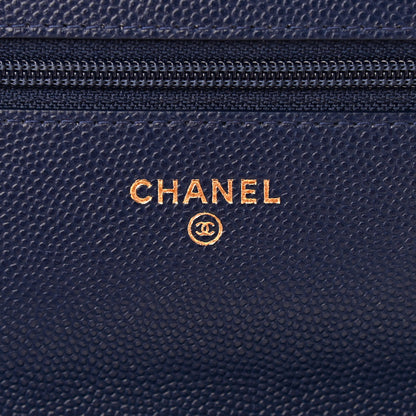 Chanel Caviar Quilted Golden Class Wallet On Chain WOC Navy 5 of 10