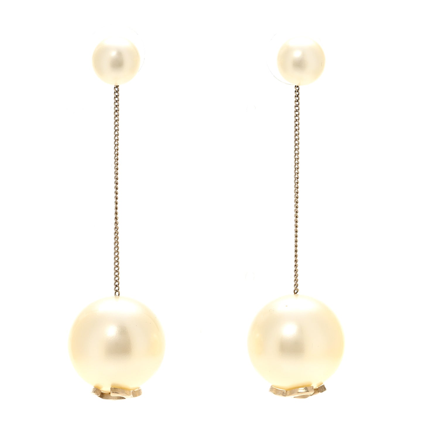 Pearl CC Drop Earrings Gold
