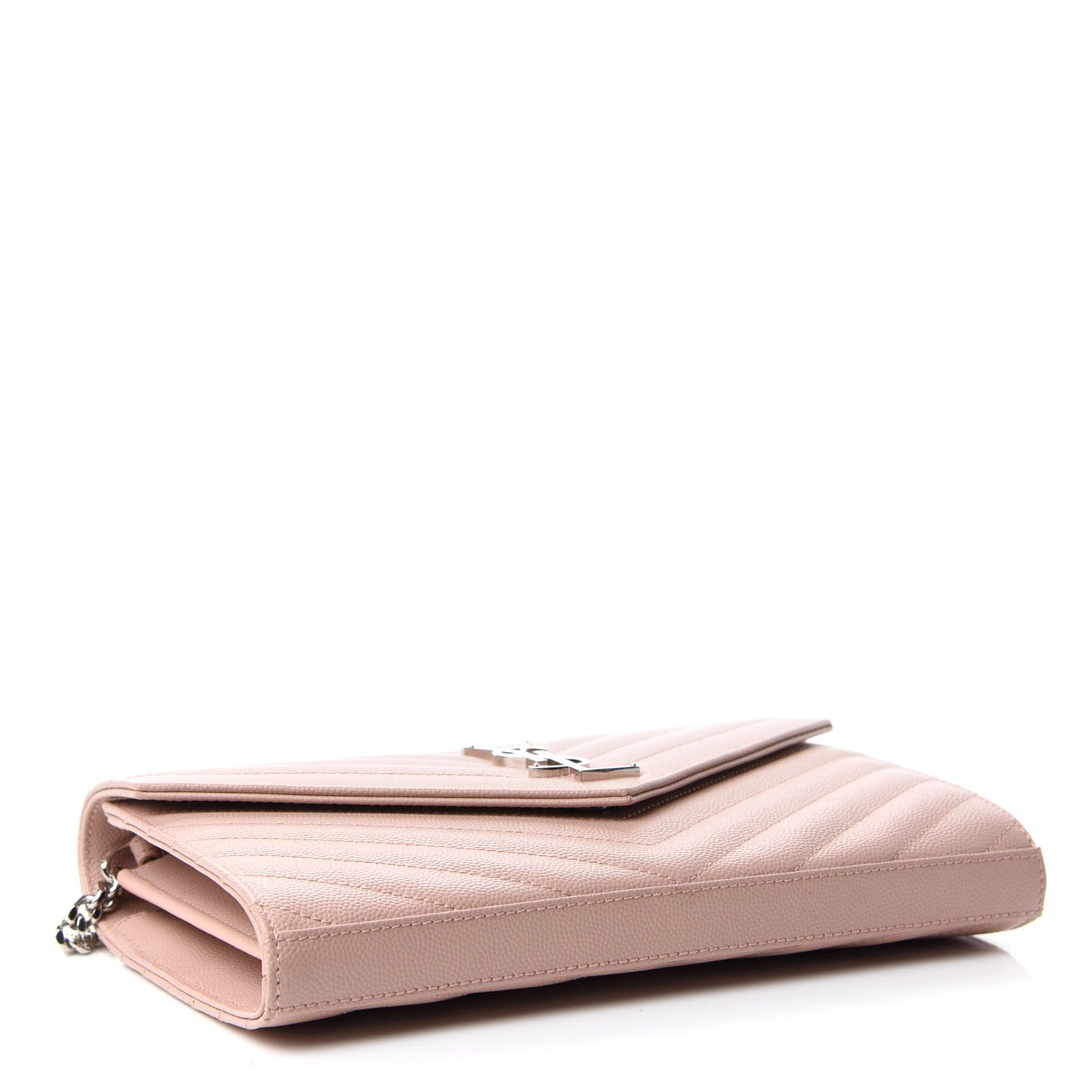 Grain De Poudre Matelasse Chevron Monogram Chain Wallet Pale Pink