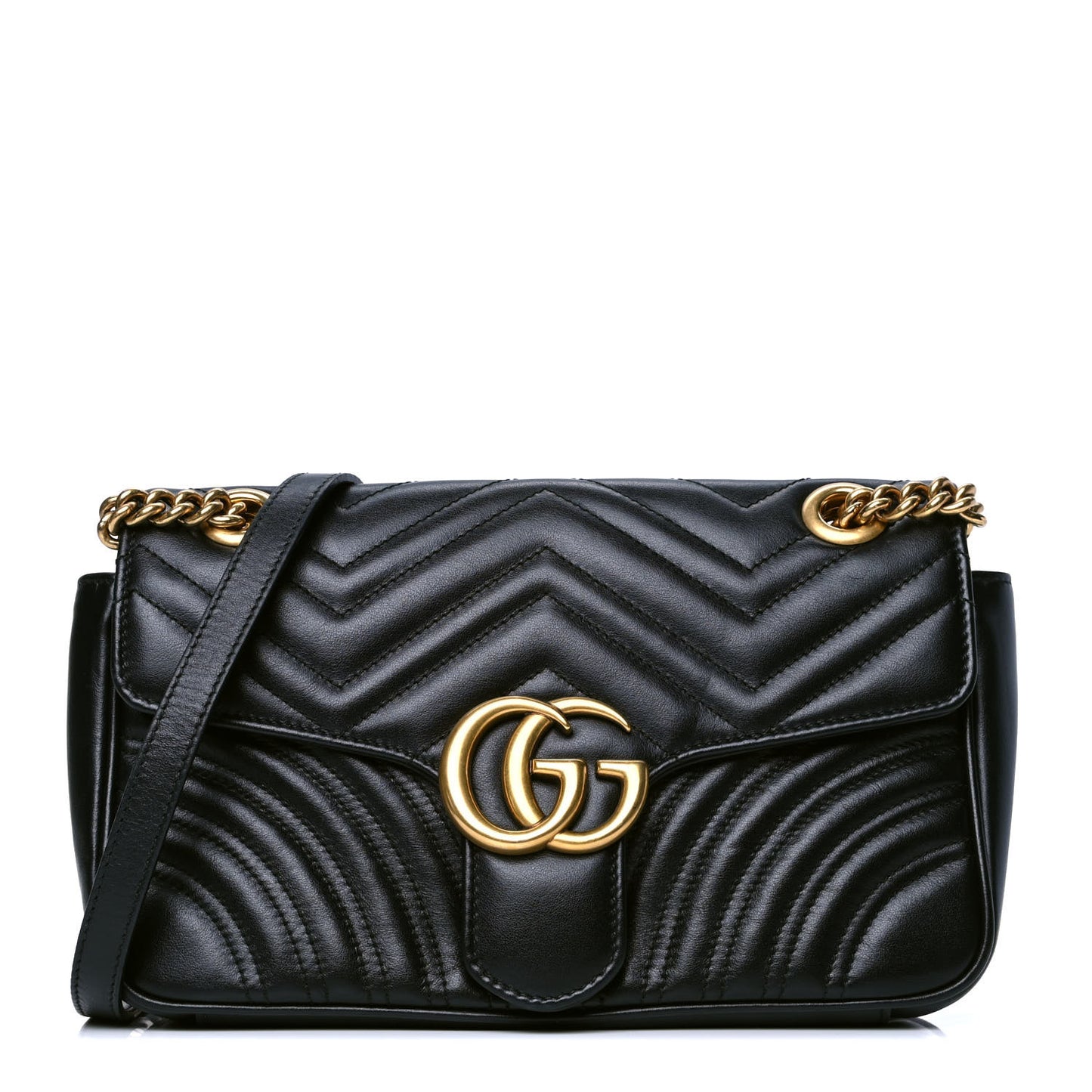 Calfskin Matelasse Small GG Marmont Shoulder Bag Black