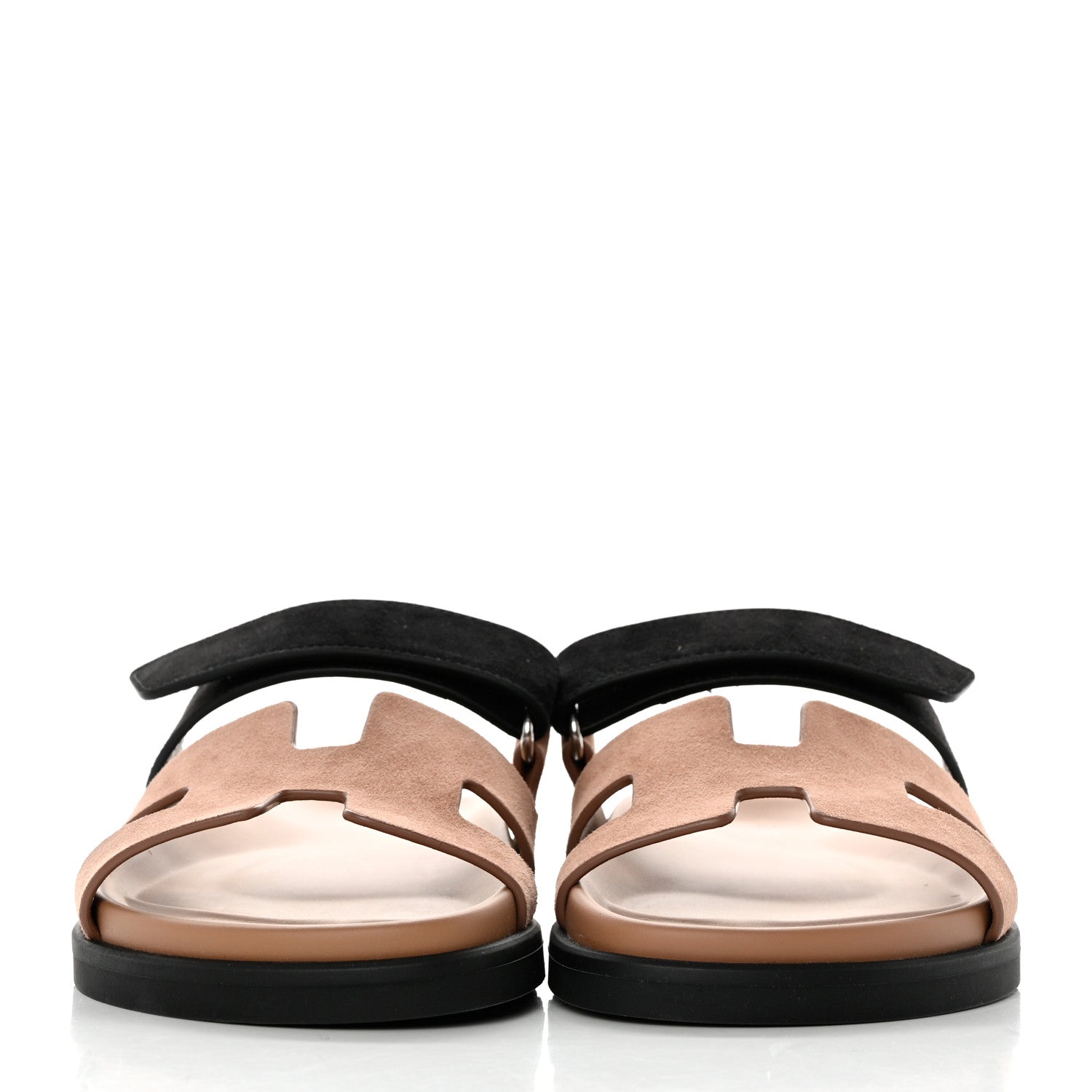 Hermes Suede Goatskin Womens Chypre Sandals 36 Rose Perle Black 2 of 10