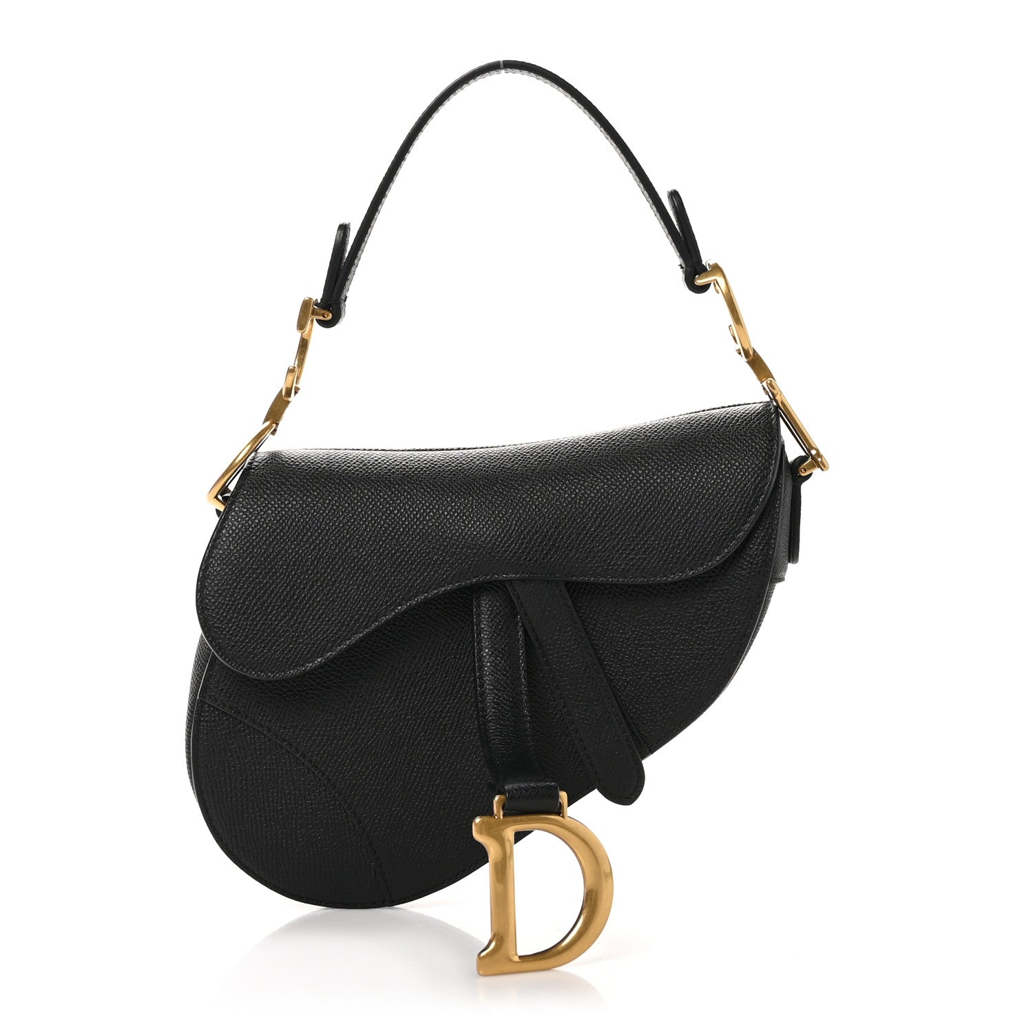 Christian Dior Grained Calfskin Mini Saddle Bag Black 1 of 10
