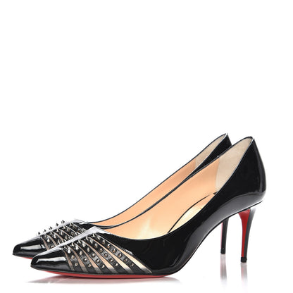 Christian Louboutin Patent Kid Bareta 70 Pumps 37.5 Black Silver 3 of 10