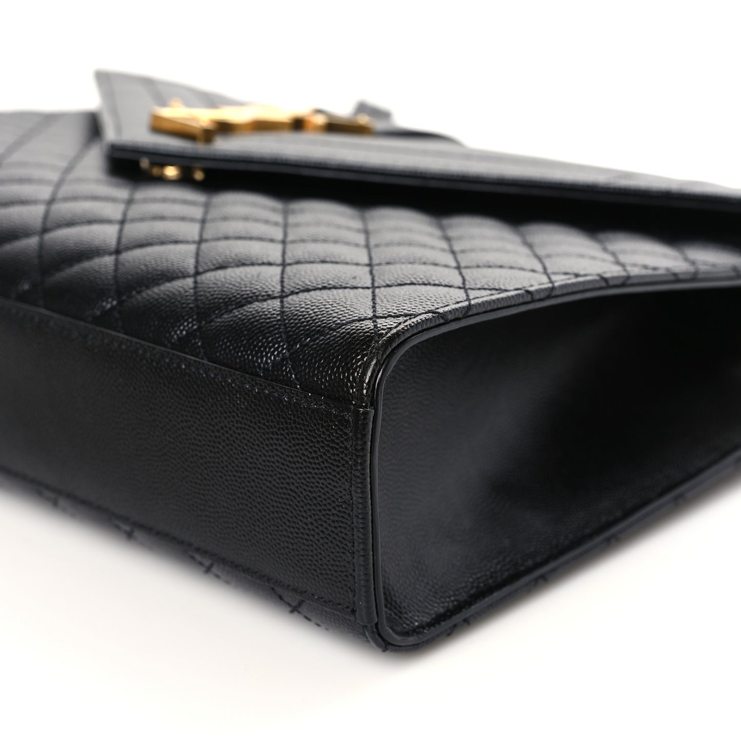 Grain De Poudre Textured Mixed Matelasse Large Triquilt Monogram Satchel Black